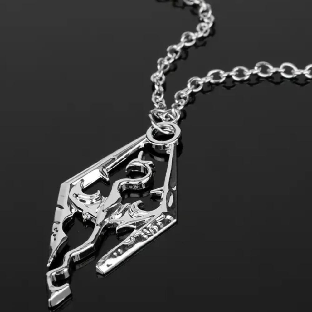 Skyrim Necklace Elder Scrolls Imperial Dragon Symbol Christmas Birthday Gift NEW